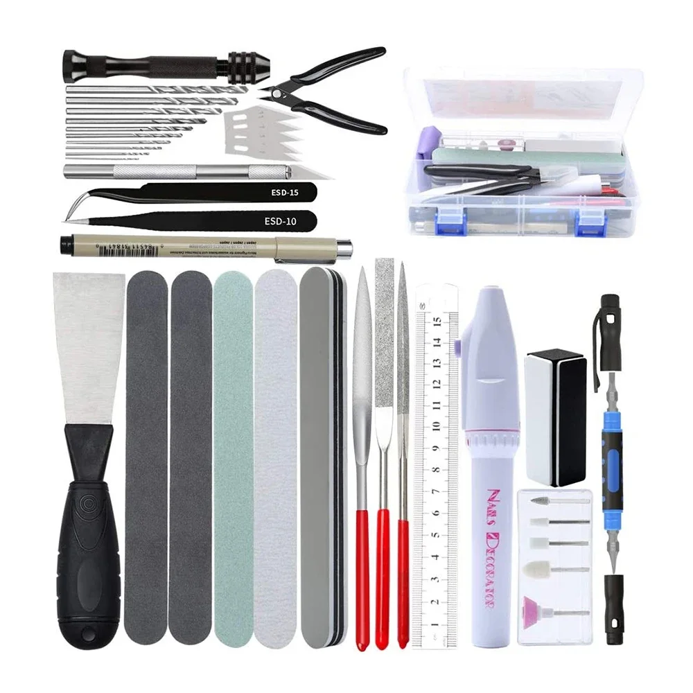Model Kit Tweezers - 42-in-1-Modellbau-Werkzeug-Set, Kombi-Zubehör-Set, geschnittene Pinzette, Zange für