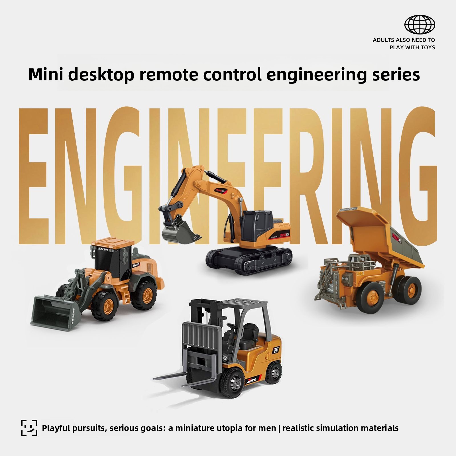 Model Kit Excavator - 1:64 Metall RC Baufahrzeug-Set, Bergbau-LKW Bagger