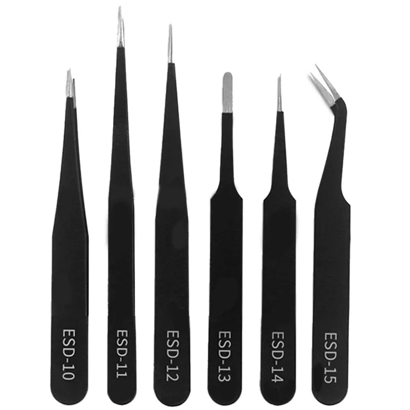 Model Kit Tweezers - Präzisions-ESD-Antistatik-Pinzettenset aus Edelstahl für Elektronikreparaturen und
