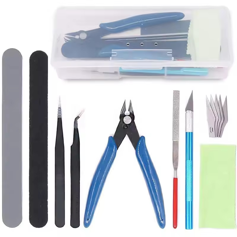 Model Kit Tweezers - 9-teiliges Modellbau-Werkzeugset, Basis-Montageset mit Zange, Pinzette,