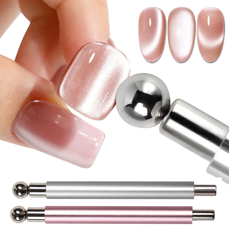 Sanding Stick Set - 1 Stück Nagel-Katzenauge-Magnetball mit Nagel-Magnetstift-Set, Doppelkopf-Starker