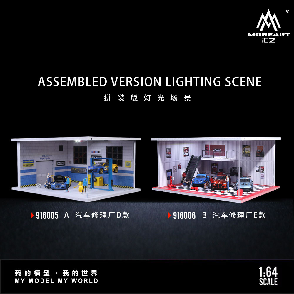 Model Kit Display - Mehr Art 1:64 zusammengebautes Beleuchtungsdiorama, Parkplatz