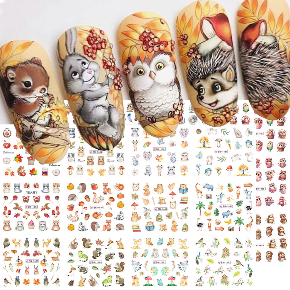 Waterslide Decal Paper - 12 Design Herbst Tier Nail art