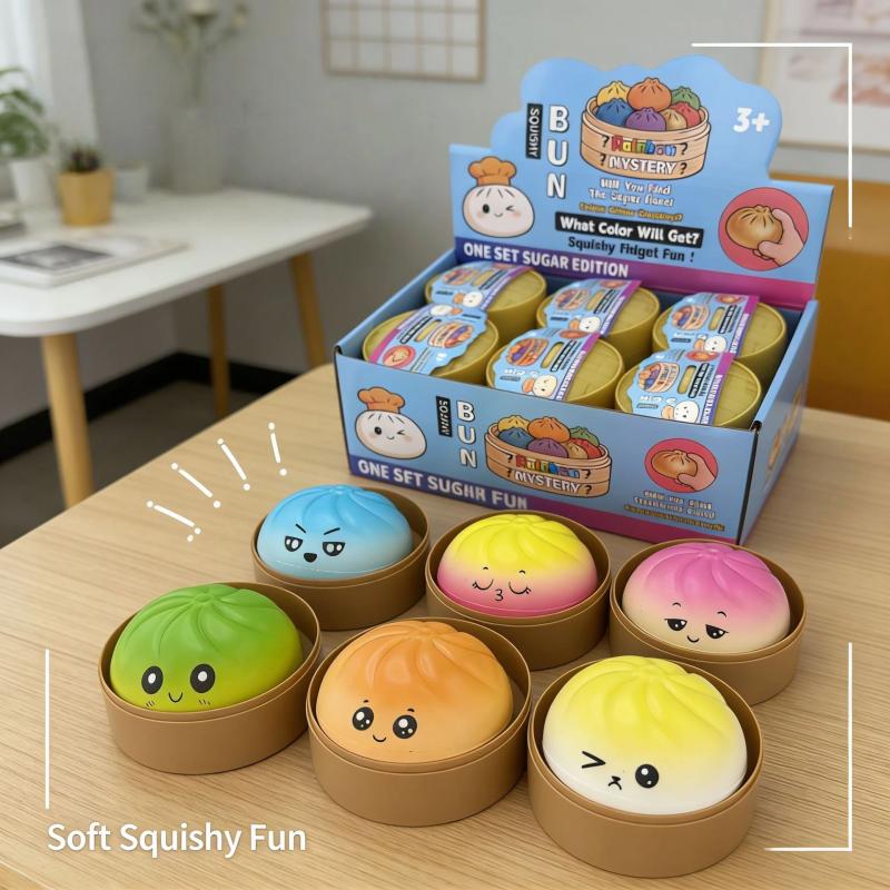 Model Kit Display - 1-2er-Pack Bunte Squishy Überraschungsboxen | PU-Dampfspielzeug