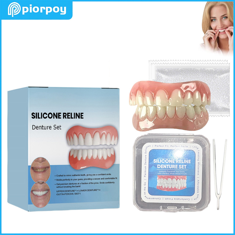 Model Kit Tweezers - PIORPOY 1 Paar Zahnprothesen-Silikon-Set, verstellbares Snap-in-Prothesenset,
