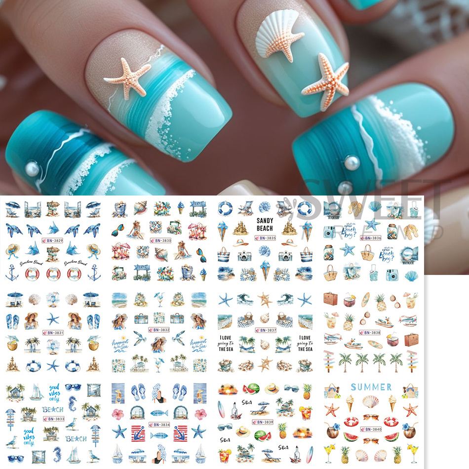 12 Designs Sommer Ozean-Thema  – Waterslide Decal Paper Bewertung und Preis