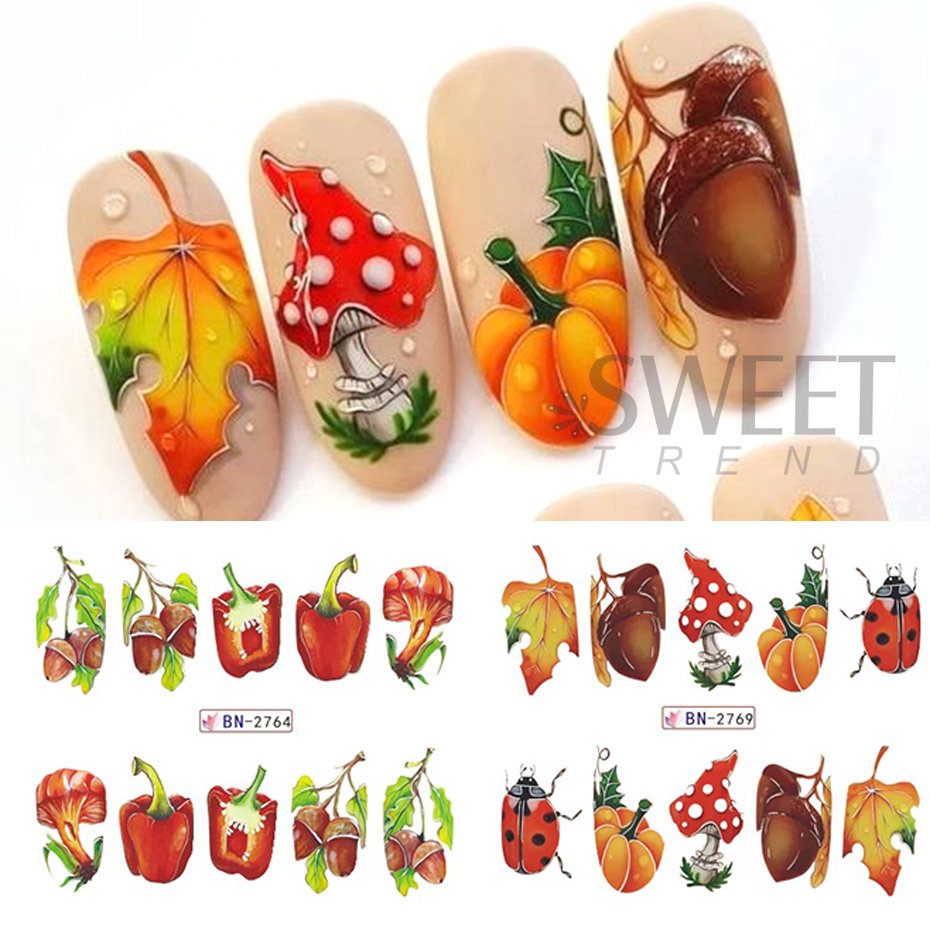 12 stücke Herbst Nagel Aufkleb – Waterslide Decal Paper Bewertung und Preis