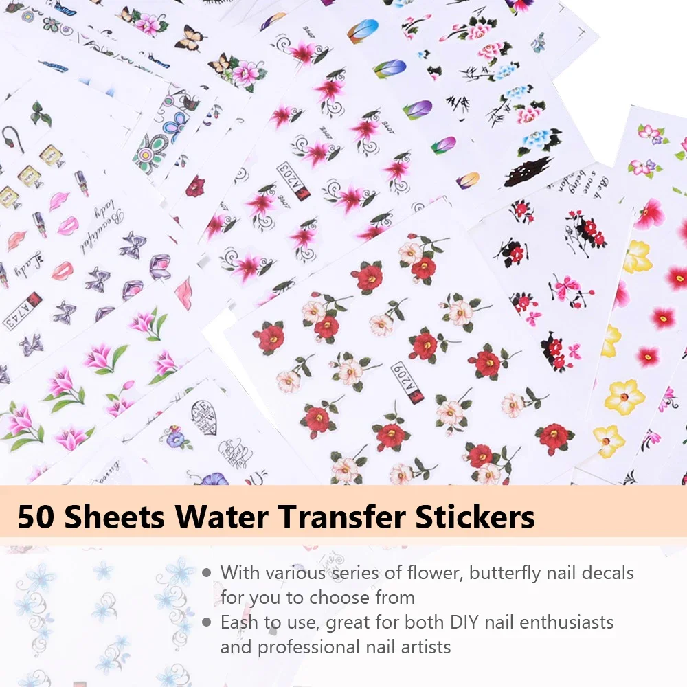 50 Stück Nagelaufkleber mit ge – Waterslide Decal Paper Bewertung und Preis